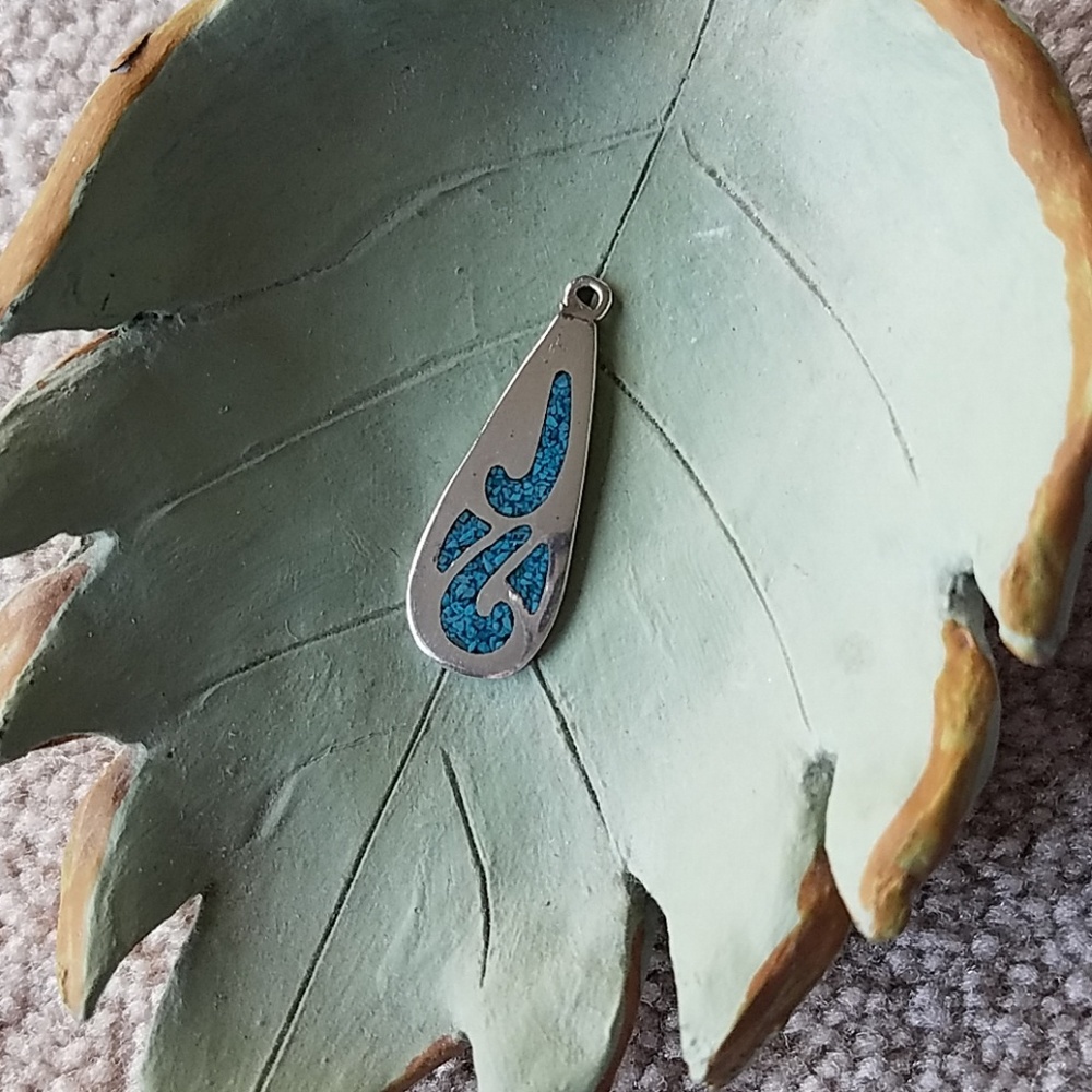 COPY - COPY - Small sterling silver n turquoise pendant